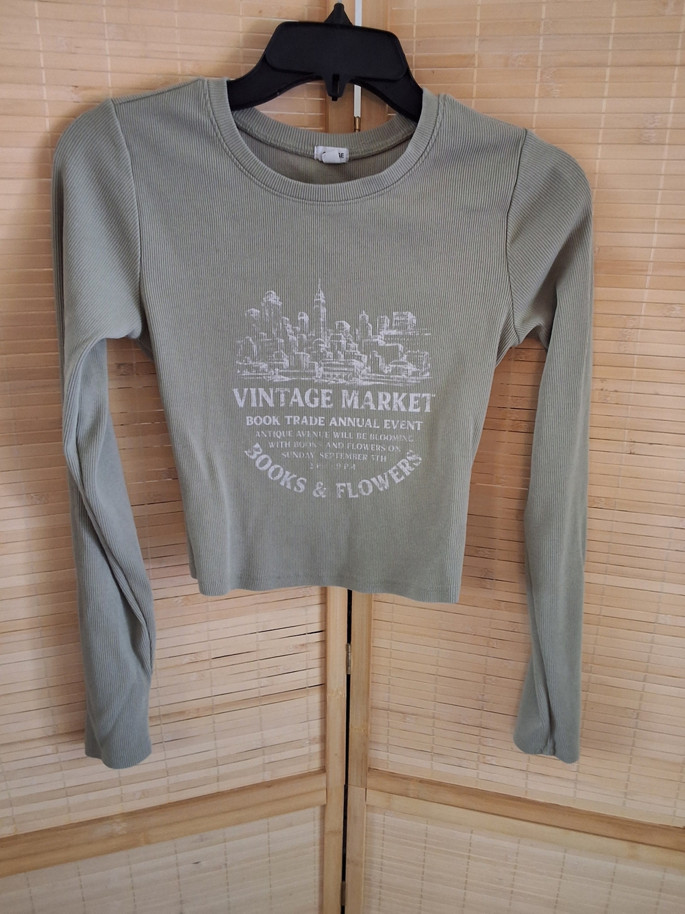 Garage Sage Green Vintage Market Ribbed Long-Sleeve Tee